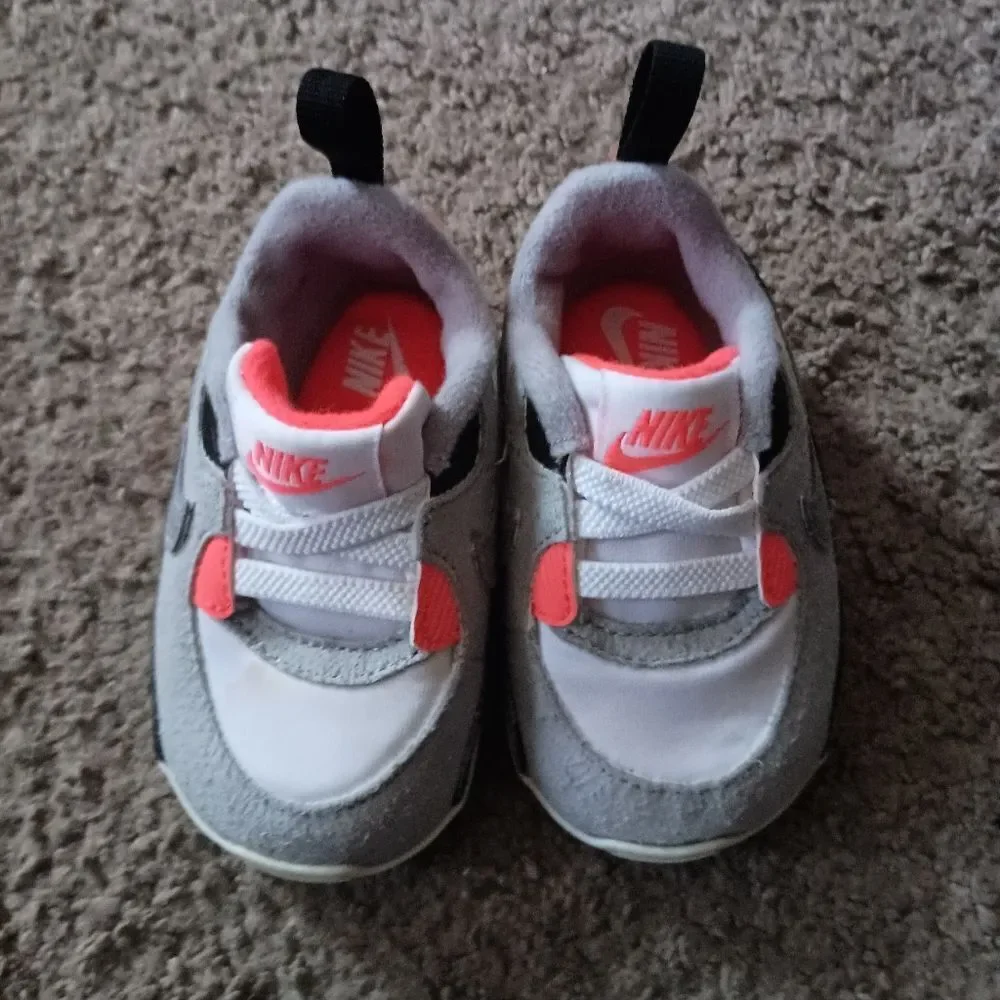 Nike Air Max 90 OG Crib Sneakers DC8323-100 White/Black-Cool Grey Sz 3C PREOWNED